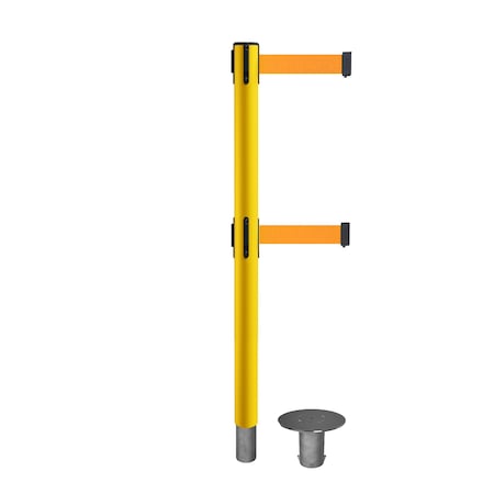 Stanchion Dual Belt Barr. Removable Base Yellow Post 7.5ftFl.Org Belt